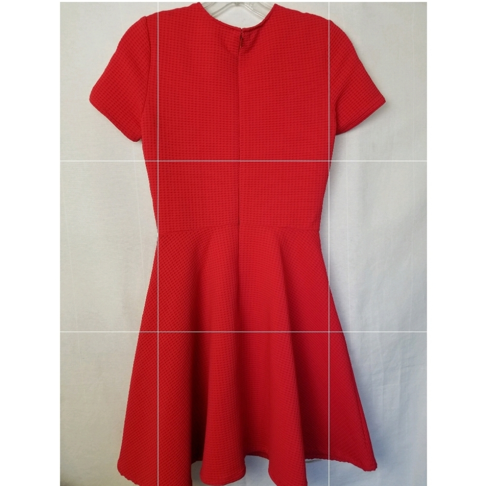 Opening Ceremony Clos Textured Dress Cherry Red Short Sleeves Size Small - Picture 11 of 15